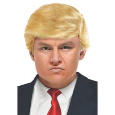 Hey, big spender? Bring your terrible tycoon look to life with an over-the-top orange wig. This terrifying toupee will make you feel like a billionaire turned president - even if you aren't one. Trump costumes bigly when you show up wearing this fun wig. Wash and rinse with cold water; dry with warm dryer. Keep away from open flames and political conventions. Synthetic. One size fits most adults.Special Shipping Information: This item ships separately from other items in your order. Imported. Types Of Facial Hair, Men Costume, Men's Wigs, Wig Hat, Halloween Wigs, Comb Over, Costume Wigs, Side Part, Halloween Accessories