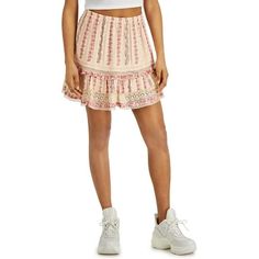 Manufacturer: Angie Style Type: Mini Skirt Collection: Angie Sleeve Length: Material: 100% Rayon Fabric Type: Rayon Specialty: Tiered Sku: BH5822221 Size: S.  Color: Pink.  Gender: female.  Age Group: adult. Short Ruffle Skirt, Ruffle Pattern, Asymmetrical Midi Skirt, Floral Lace Shorts, Lace Trim Shorts, Ruffled Skirt, Black Midi Skirt, Skirt Skirt, Style Skirt