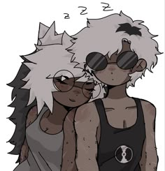 two cartoon characters are wearing sunglasses and one has white hair