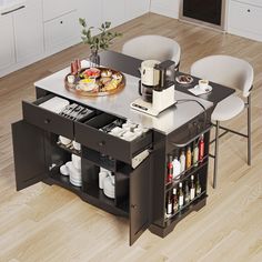 a kitchen table with an open drawer underneath it