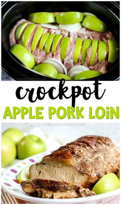 crockpot apple pork loin in the slow cooker