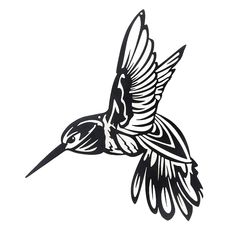 a black and white drawing of a bird flying