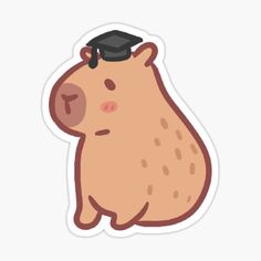 a brown bear with a graduation cap on its head sticker is shown in front of a white background