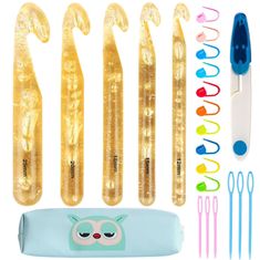 an assortment of toothbrushes and dental care items