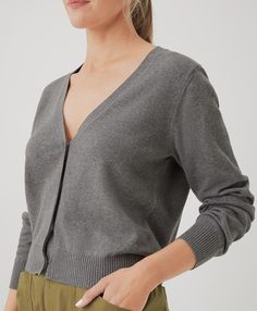 Women's Medium Grey Heather Classic Fine Knit Cardigan 2XL. Super soft organic women's Classic Fine Knit Cardigan from Wear PACT. Fair Trade Factory. GOTS Certified Organic Cotton Fine Knit Cardigan, Classic Sweater, Sweater Collection, Fine Knit, Personal Marketing, Fair Trade, Knit Cardigan, Organic Cotton, Knitting