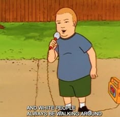 a cartoon character holding a toy in his hand and talking on the phone to someone