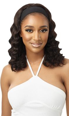 Outre 100% Unprocessed Human Hair Headband Wig HH Body Curl 16 - Elevate Styles Hair Headband, Headband Wig, Hair Damage, Bleach Dye, Headband Wigs, Bleached Hair, Human Hair Wig, Wigs Hair Extensions, Natural Brown