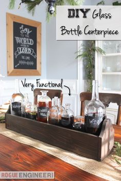 the diy glass bottle centerpiece is very functional