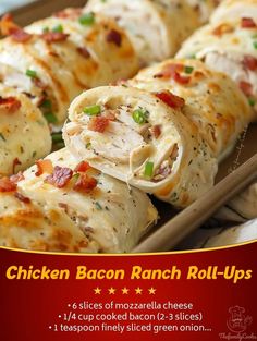 the chicken bacon ranch roll - ups are ready to be eaten