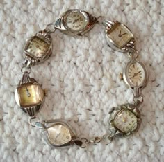 follow for more Vintage Silver Charm Bracelet, Vintage Silver Jewelry Antiques, Vintage Silver Watch, Vintage Saat, Watch Earrings, Clock Bracelet, Charm Watch, Unique Watches, Shiny Jewelry