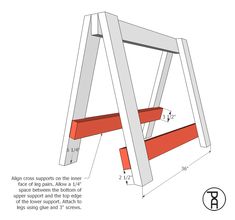 a wooden bench with measurements for the top section and bottom section, including two legs