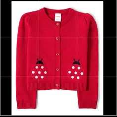 Gymboree Girls Little Ladybug Cardigan New! Item Comes From A Smoke Free Home I Do Not Accept Returns All Sales Are Final If You Are Satisfied With Your Purchase Please Leave 5 Star Ratings Thanks For Playful Red Cotton Sweater, Cute Red Spring Cardigan, Cute Red Long Sleeve Cardigan, Cute Red Sweater, Baby Blue Sweater, Dressy Sweaters, Pink Cardigan Sweater, Reindeer Sweater, Hooded Cardigan Sweater