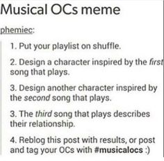 an article about musical ocs meme written in black and white with the words