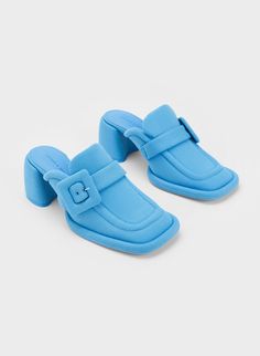 Mules Shoes Heels, Buckle Loafers, Mule Shoes, Colorful Shoes, Charles Keith, Loafer Mules, Bright Colours