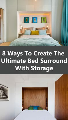 the ultimate bed surround with storage is in this bedroom and it's built into the wall