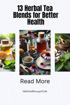 the front cover of a book with three pictures of teas and herbs