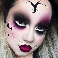 Pinterest : @jeniimariee ♡ Creepy Doll Costume Women, Broken Makeup, Jumbo Pencil, Halloween Make-up Looks