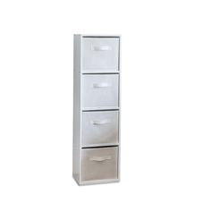 a tall white cabinet with three drawers