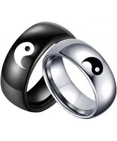 Note: The rings are sold separately. When you click on the size it should give you the option to pick Black or Silver. The list price is for one ring only; please buy TWO rings for a matching set. Thank you. With Yin-Yang pattern and Chinese Taoist Nine Syllable Mantra on surface, meaning "Safe trip wherever you go, turn calamities into blessings." Chinese Yin Yang balance concept style, ideal for couples to wear. Ring Width: 0.31"(8mm); Weight: about 7g; High Polished, Comfort Fi... Jin Jang, Cool Rings For Men, Couples Accessories, Band Fashion, Punk Jewelry, Couple Jewelry, Titanium Rings, Couple Rings, Tai Chi