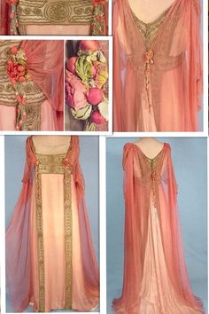 Fashion 1910, Paris Pink, Antique Dress, Vintage Gowns, Antique Clothing, Vestidos Vintage