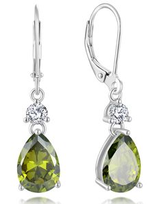 PRICES MAY VARY. Ღ𝗦𝘁𝘂𝗻𝗻𝗶𝗻𝗴 𝗗𝗲𝘀𝗶𝗴𝗻 ━ Guesma dangle earrings for women set with 2 pieces 10x7mm teardrop-brilliant-cut created peridot, and 2 pieces 3.5mm 5A+ cubic zirconia. Ღ𝗛𝗶𝗴𝗵-𝗤𝘂𝗮𝗹𝗶𝘁𝘆 𝗠𝗮𝘁𝗲𝗿𝗶𝗮𝗹𝘀 ━ Made from 925 sterling silver with 18k white gold plated, these leverback earrings are durable and long-lasting. They are also hypoallergenic, making them safe for those with sensitive ears. Ღ𝗩𝗲𝗿𝘀𝗮𝘁𝗶𝗹𝗲 ━ These drop earrings are perfect from weddings and form Teardrop Dangle Earrings, Leverback Earrings, Earring Jewelry, Jewelry For Her, Drop Earring, Sensitive Ears, Women Set, Wedding Earrings, Boho Earrings