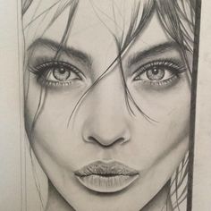 a pencil drawing of a woman's face