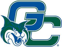 the logo of the school's football team is shown in blue and green colors