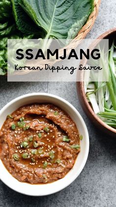 Small bowl filled with Korean dipping sauce or ssamjang with lettuce wraps and green onions Samyang Sauce Recipe, Korean Dipping Sauce Recipe, Ssamjang Recipe, Korean Dipping Sauce, Korean Lettuce Wraps, Asian Dipping Sauce Recipes, Asian Sauce Recipes, Korean Sauce, Easy Korean Recipes