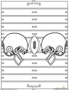 football helmets on the sidelines coloring page