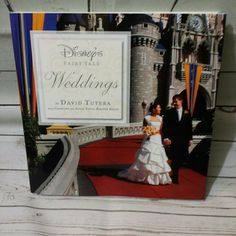 a wedding photo frame with the bride and groom in front of disney's castle