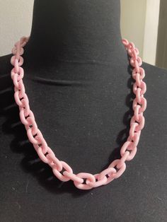 Funky baby pink 2cm linked  plastic chain link necklace 66cm Trendy Pink Round Necklace, Trendy Round Pink Necklaces, Trendy Pink Round Necklaces, Pink Paperclip Chain Necklace, Pink Link Jewelry With Adjustable Chain, Pink Chain Link Necklace With Adjustable Chain, Trendy Link Chain Necklace With Lobster Clasp, Pink Plastic Necklaces As Gifts, Pink Plastic Necklace Gift