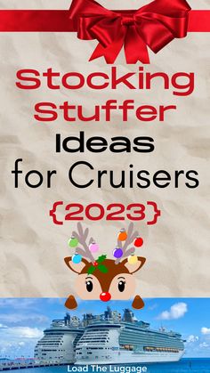 Stocking stuffer ideas for cruisers {2023} Image is a cute reindeer graphic face peeking over looking at 2 cruise ships Cruise For Christmas Gift Ideas, Disney Cruise Gifts For Kids, Cruise Christmas Gift Ideas, Cruise Gifts Ideas, Cruise Surprise Ideas For Adults, Christmas Cruise Ideas, How To Wrap A Trip As A Gift, Disney Cruise Gift Ideas, Cruise Goodie Bags Gift Ideas