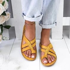 Category:Sandals; Upper Materials:PU; Season:Summer; Heel Type:Flat Heel; Actual Heel Height:0.98; Gender:Women's; Toe Shape:Open Toe; Type:Wedge Sandals; Heel Height(inch):<1; Occasion:Daily; Closure Type:Loafer; Shipping Weight:0.239; Listing Date:04/28/2020; 2021 Trends:Orthopedic Sandals,Bunion Sandals,Comfort Shoes,Flat Sandals,Wedge Sandals,Boho Bohemia Beach; Foot Length:; Size chart date source:Provided by Supplier.; Special selected products:COD Gladiator Shoes, Basic Heels, Comfy Slippers, Criss Cross Sandals, Womens Gladiator Sandals, Comfy Sandals, Womens Sandals Summer, Fashion Slippers, Casual Slippers