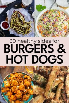 the cover of 30 healthy sides for burgers and hot dogs with text overlay