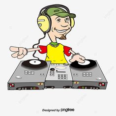 a man with headphones on dj's turntables