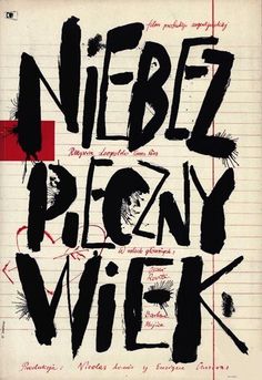 a book cover with the words niebz picny wiek written in black ink