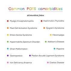 Although we don’t know the cause of POTS yet, it is most likely thought to be an autoimmune disease, but is also linked to genetic disorders. As autoimmune diseases tend to come in clusters (if you have one, you’ll probably gain a few more), many autoimmune diseases are linked to POTS  Do you have POTS? Do you also have any of these comorbidities? 🫀🫁 Dysautonomia Awareness, Mast Cell Activation Syndrome, Chiari Malformation, Sjogrens Syndrome, Addisons Disease, Mental Health Facts