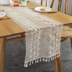 PRICES MAY VARY. Cotton 🎁Size/Material: 10x72in size, compatible with most tables, the lace tablecloth is made of natural cotton thread, light and soft. 🎁Unique Desing: Delicate beige wave table runner boho with special braided shape design and fringe finish is very beautiful, reusable and suitable for most people's home style! 🎁Application Scenario: Macrame table runner is suitable for home decor, wedding gifts, boho themed party, country wedding, bridal/baby shower, autumn decoration, chris Boho Table Runner, Macrame Table, Macrame Table Runner, Lace Table Runners, Boho Farmhouse, Lace Table, Lace Tablecloth, Farmhouse Dining Table, Crochet Tablecloth