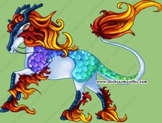 a drawing of a horse with fire on it's back legs and manes