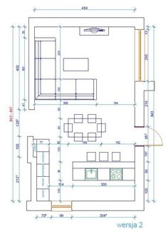 a blueprint drawing of a kitchen and living room with the floor plan drawn out