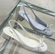 Wedding Shoes Bride Aesthetic, Ballet Flats Shoes, Prada Ballet Flats, Aesthetic Flats, Coquette Shoes, Prada Flats, Designer Shoes Women, Wedding Ballet Flats, White Ballet Flats