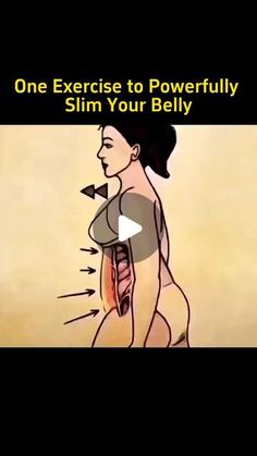 an animated image of a woman with the words, one exercise to powerfully slim your belly