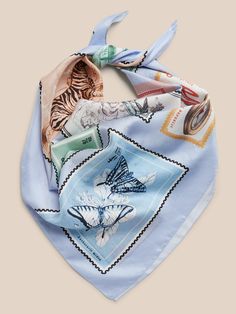 Accent your look with this large square scarf, made with luxuriously soft silk.  Length: 30" (76cm) Width: 30" (76cm) Silk Scarf Neck, Silk Scarf Fashion, Large Square Scarf, Butterfly Stamp, Silk Bandana, Silk Square Scarf, Scarf Neck, Printed Scarf, Vintage Silk Scarf