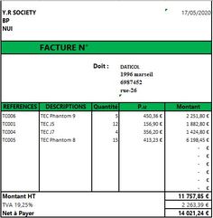 an invoice is shown with the number and date listed on it, as well as