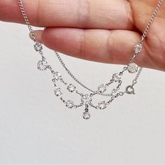 Sterling Silver Delicate Cz Necklace Wedding Bridal 16”. Stamped Sterling On Clasp Measures Approximately: 16” In Length Beautiful And Delicate #Wedding, Bridal **I Add My Own Personal Tags On My Items To Ensure Items Are Not Used/ Worn, And Then Returned** No Returns Please Diamond Silver Necklace, Winter Necklace, Delicate Wedding, Princess Jewelry, Cz Necklace, Necklace Wedding, Wedding Color, Bridal Necklace, Wedding Necklace