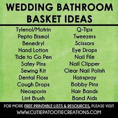 wedding bathroom basket ideas for the bride and groom to use on their reception table or shower