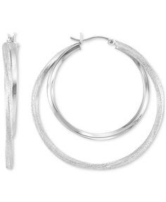 in stock Modern Round Earrings From Macy's, Macy's Modern Round Earrings, Shiny Metal Hoop Jewelry, White Gold Hoop Jewelry, Silver Hoop Earrings From Macy's For Anniversary, White Gold Hoop Jewelry With Shiny Finish, Macy's Silver Hoop Earrings For Anniversary, Macy's Silver Hoop Jewelry, Macy's Silver Round Earrings