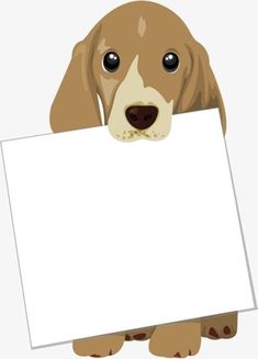 a brown and white dog holding a sign with its paws on it's face