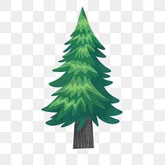 a pine tree with green leaves on the top, transparent background png and psd