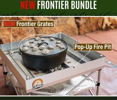 the front end of a portable stove with instructions on how to use it and what to put in it